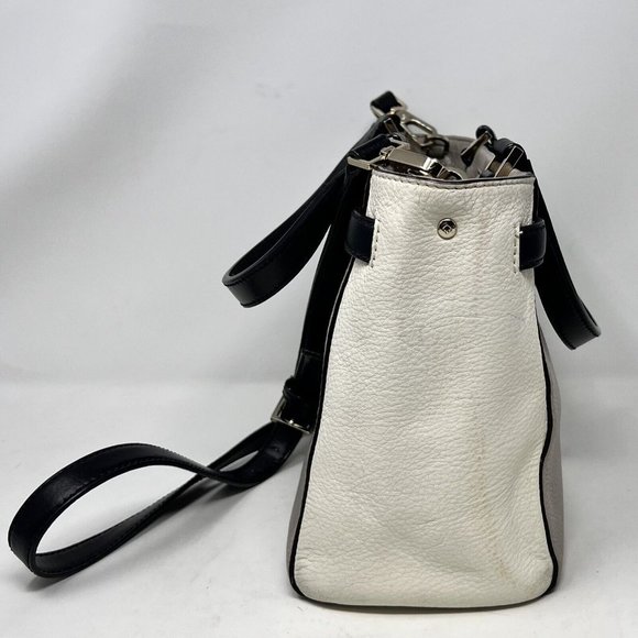 Kate Spade Houston Street  Taupe‎ Cream Two Tone Handbag Black / Silver Accent - Picture 4 of 14